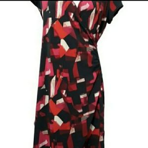 Womens sz Med Worthington wrap style Red black white Dress